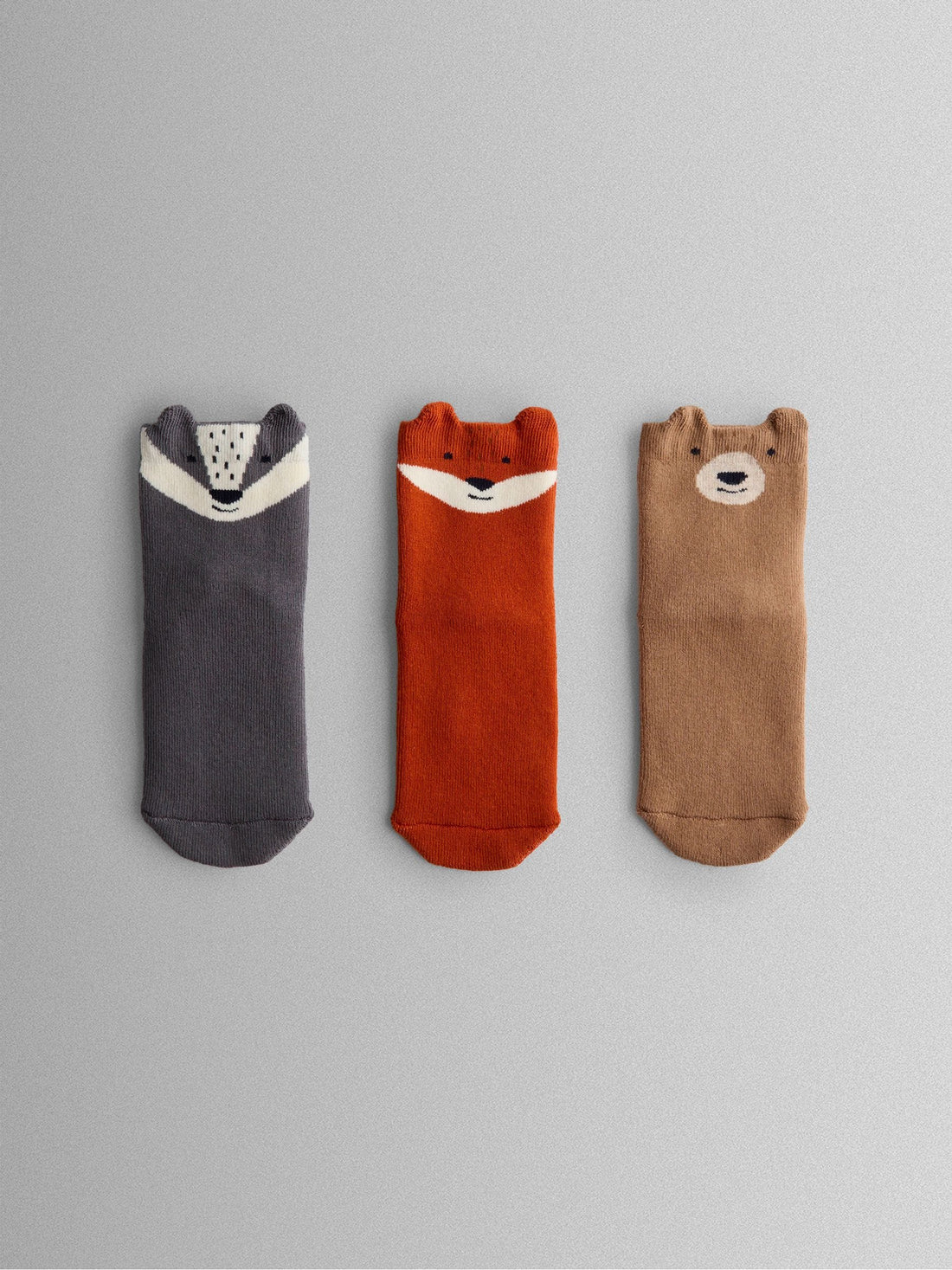 JoJo Maman Bébé Animal Print 3-Pack Woodland Extra Thick Socks - Size Up To 6 Months (50 - 68cm) - Option 1
