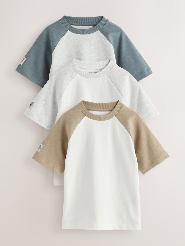 Grey Long Sleeve Raglan T-Shirts 3 Pack (3mths-7yrs) - Grey Long Sleeve Raglan / 12-18 Months (80-86cm)
