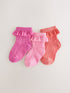 Pink and Coral Lace Baby Socks 3 Pack - Pink and Coral / Up To 3 Months (50 - 62cm)