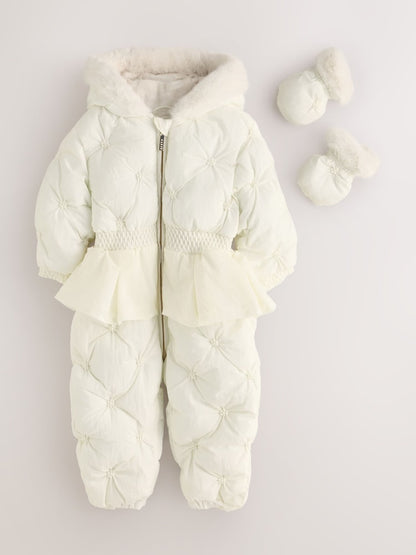 Baker by Ted Baker Shower Resistant Embroidered Peplum Padded Snowsuit