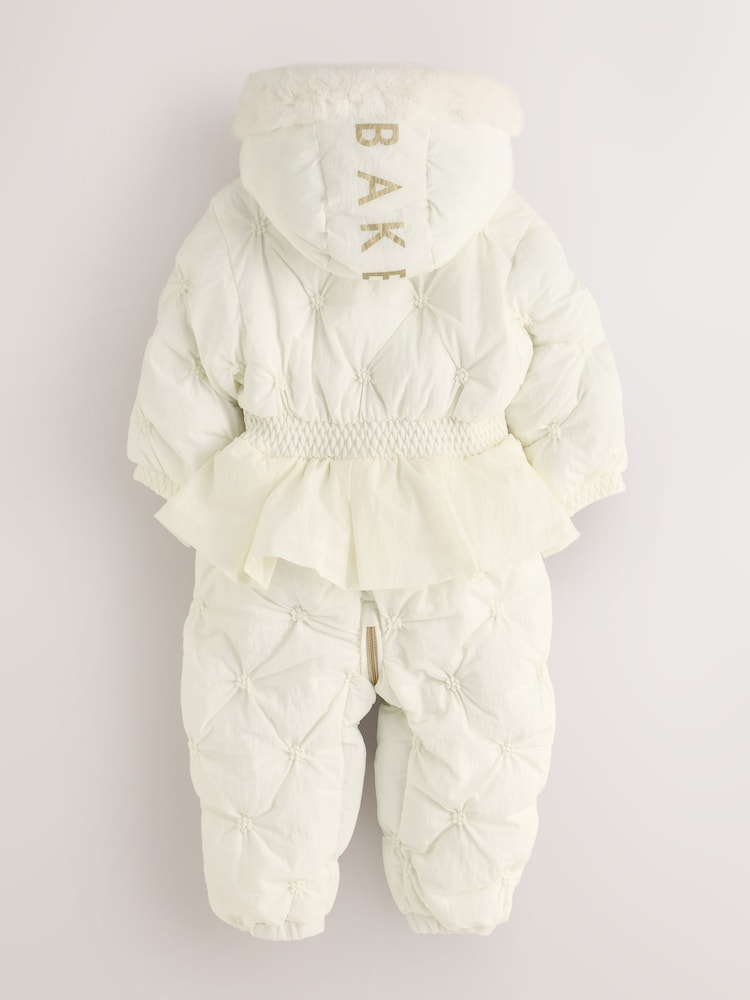 Baker by Ted Baker Shower Resistant Embroidered Peplum Padded Snowsuit - Size Up To 3 Months (50 - 62cm)