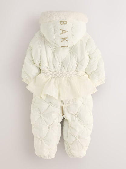 Baker by Ted Baker Shower Resistant Embroidered Peplum Padded Snowsuit - Size Up To 3 Months (50 - 62cm)