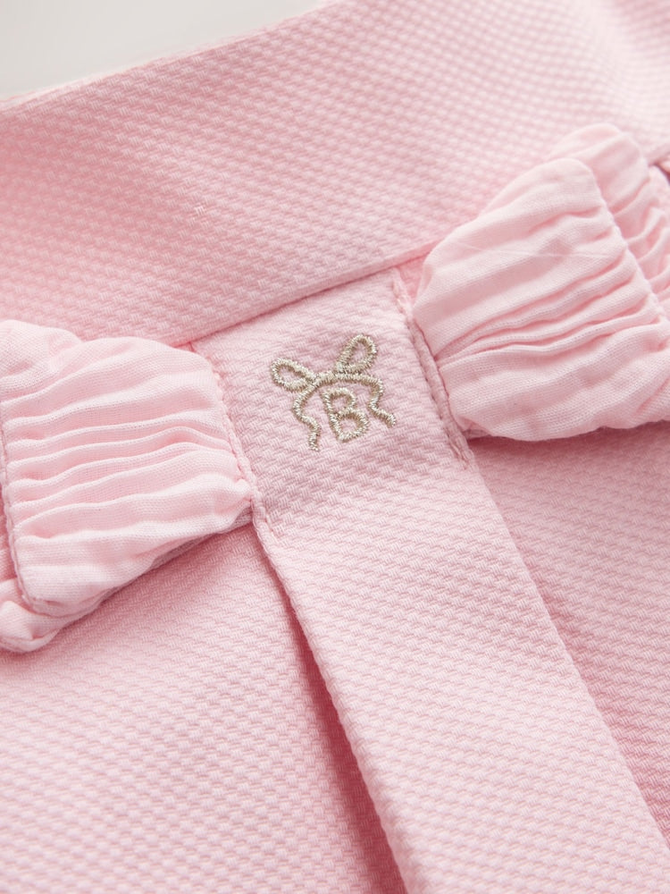 Baker by Ted Baker Pink Pique Pleated Woven Bow Detail Dress