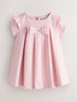Baker by Ted Baker Pink Pique Pleated Woven Bow Detail Dress