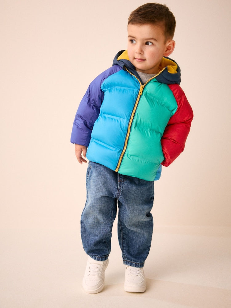 Bright Colour Block Padded Coat (3mths-7yrs) - Block / 12 - 18 Months (80 - 86cm)
