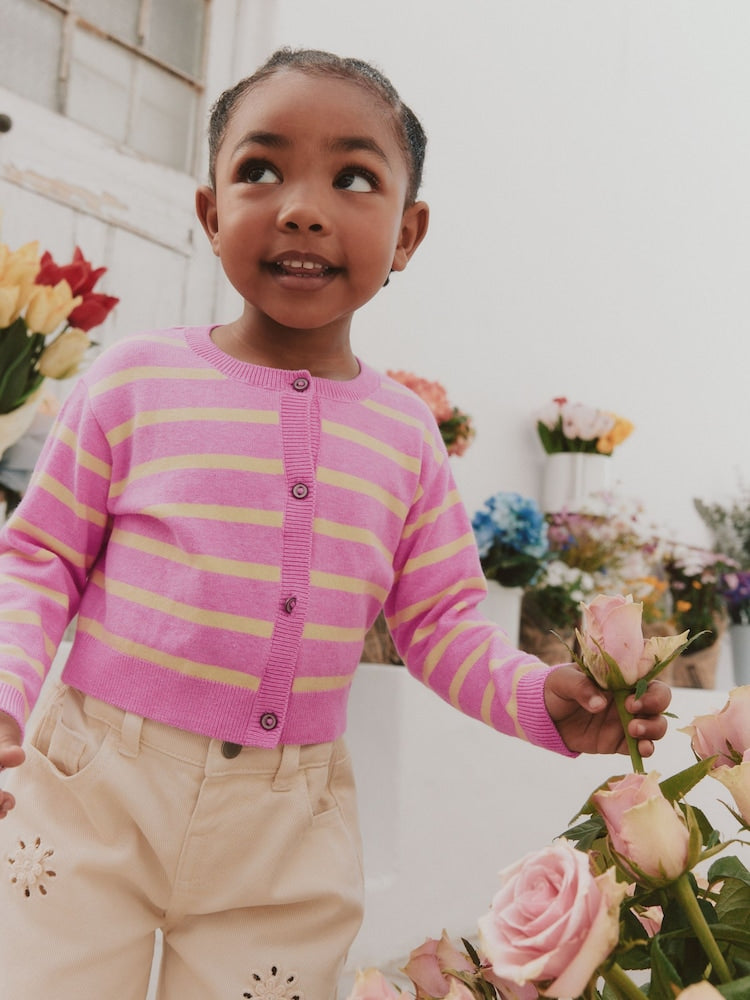 Pink and Yellow stripe Cardigan (3mths-10yrs)
