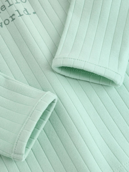 Sage Green Hello World Top and Leggings Baby Set (0-18mths) - Size First Size (50cm)