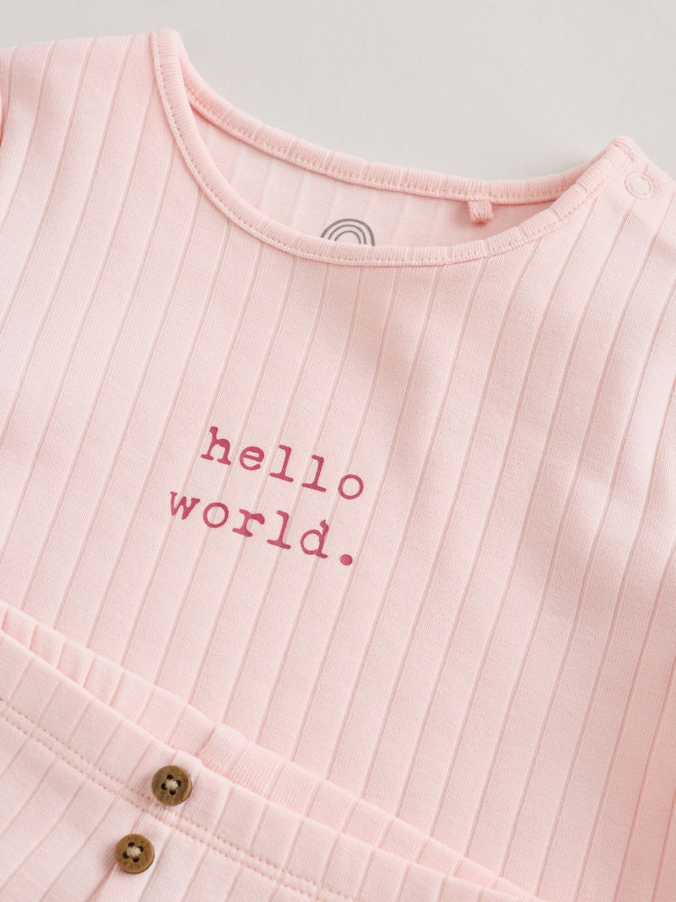 Pink Hello World Top and Leggings Baby Set (0-18mths) - Size First Size (50cm)