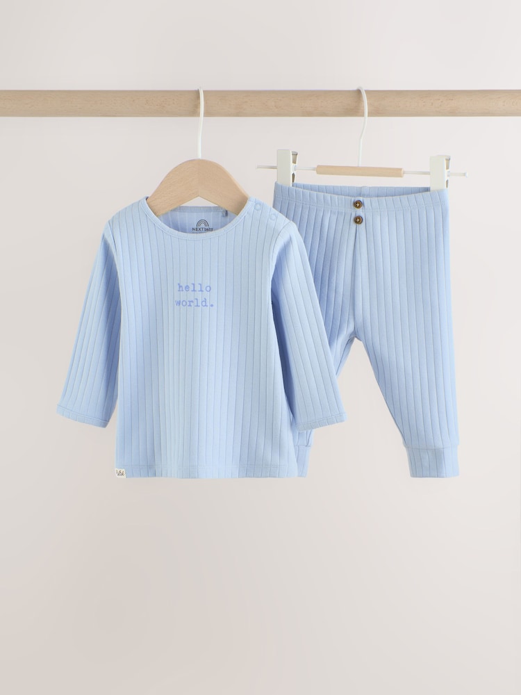 Blue Hello World Top and Leggings Baby Set (0-18mths)