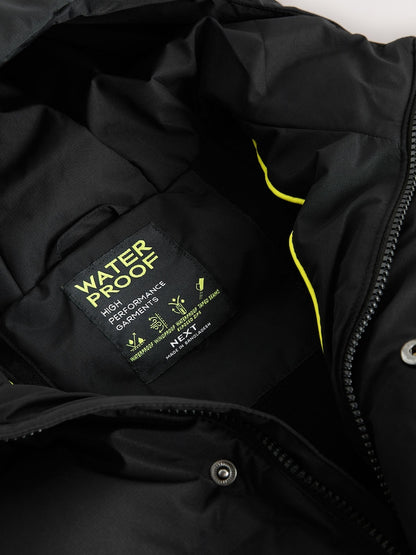 Black Waterproof Padded Long Line Coat (3-16yrs)