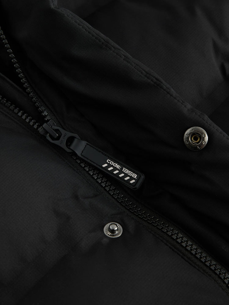 Black Waterproof Padded Long Line Coat (3-16yrs)