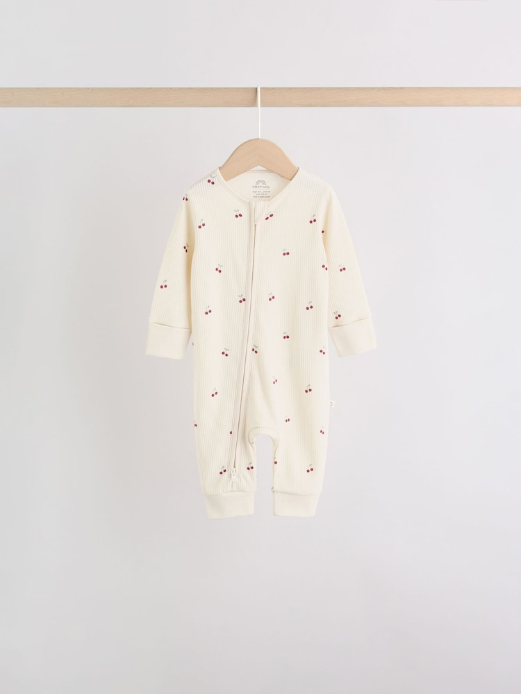 Pink Cherry Print Two Way Zip Baby Sleepsuits 4 Pack (0-3yrs)