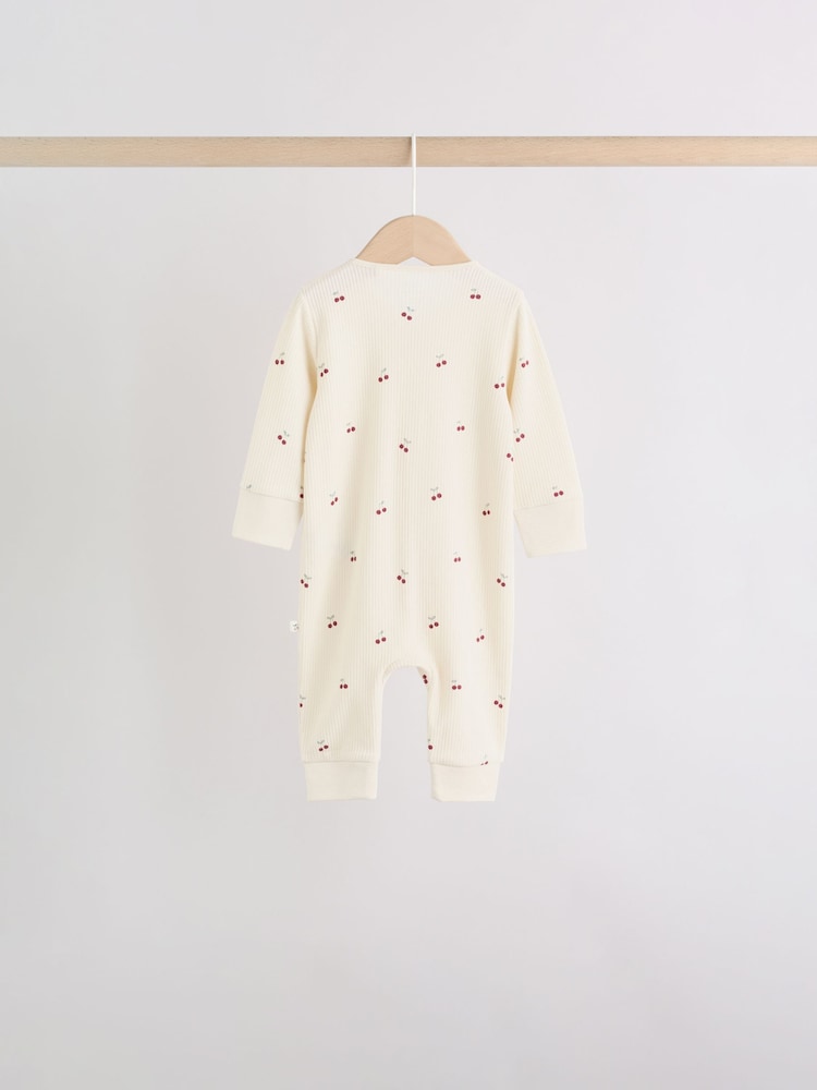 Pink Cherry Print Two Way Zip Baby Sleepsuits 4 Pack (0-3yrs)