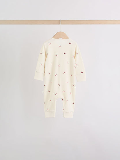 Pink Cherry Print Two Way Zip Baby Sleepsuits 4 Pack (0-3yrs)