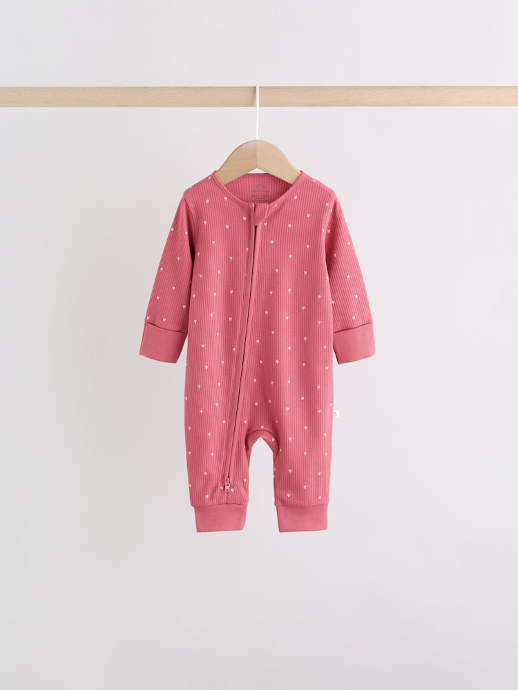 Pink Cherry Print Two Way Zip Baby Sleepsuits 4 Pack (0-3yrs)