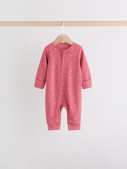 Pink Cherry Print Two Way Zip Baby Sleepsuits 4 Pack (0-3yrs)