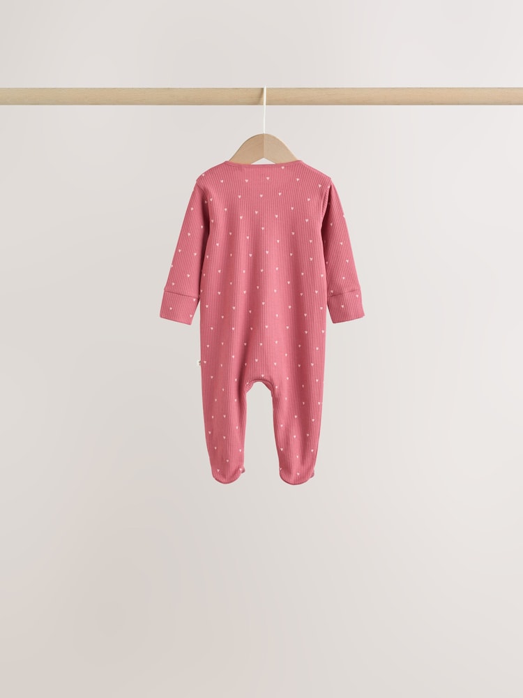 Pink Cherry Print Baby Sleepsuit 7 Pack (0mths-3yrs)