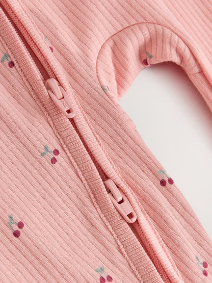 Pink Cherry Print Baby Sleepsuit 7 Pack (0mths-3yrs)