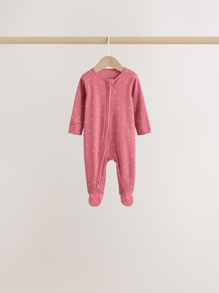 Pink Cherry Print Baby Sleepsuit 7 Pack (0mths-3yrs)
