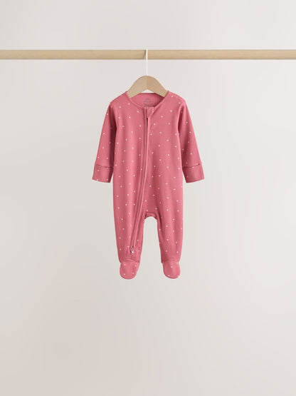 Pink Cherry Print Baby Sleepsuit 7 Pack (0mths-3yrs)