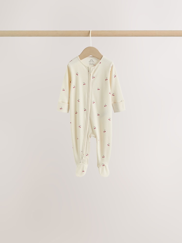 Pink Cherry Print Baby Sleepsuit 7 Pack (0mths-3yrs)