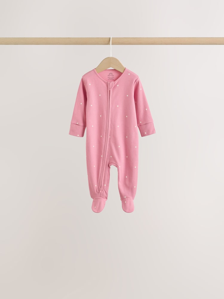 Pink Cherry Print Baby Sleepsuit 7 Pack (0mths-3yrs)