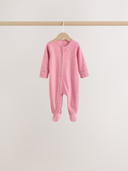 Pink Cherry Print Baby Sleepsuit 7 Pack (0mths-3yrs)