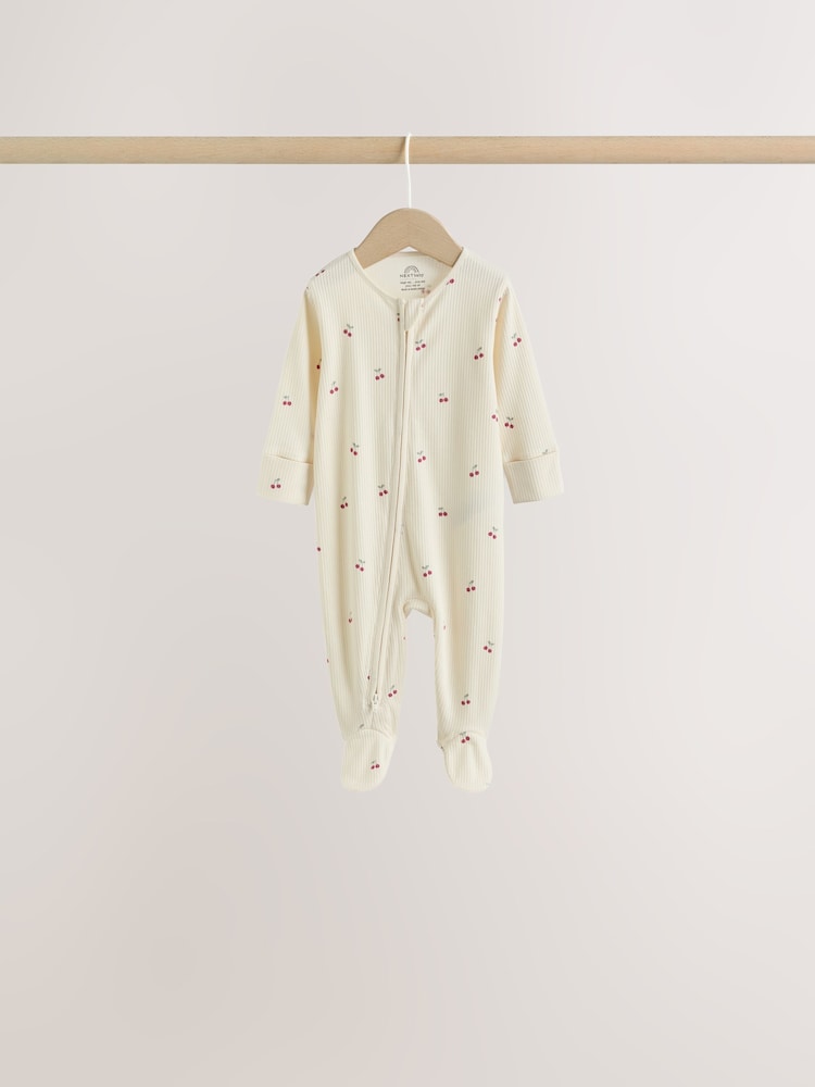 Pink Cherry Print Baby Sleepsuit 7 Pack (0mths-3yrs)
