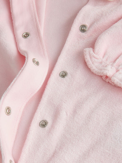 Pink Collar Velour Baby Sleepsuit (0mths-3yrs)