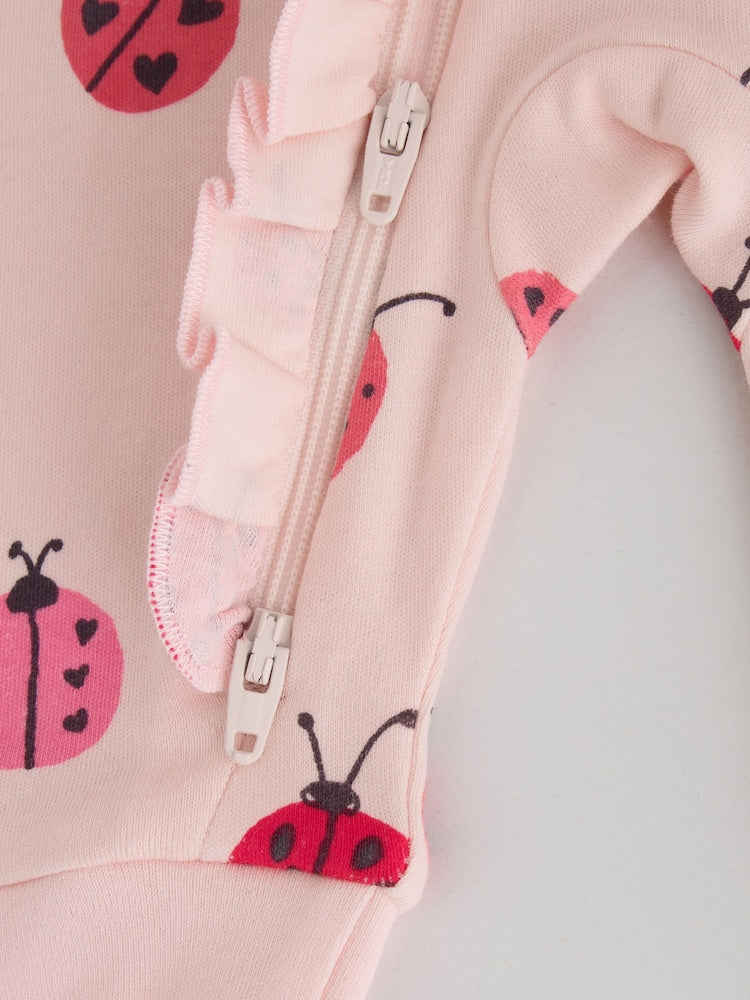 Red Ladybird Two Way Zip Baby Sleepsuit 3 Pack (0mths-3yrs)