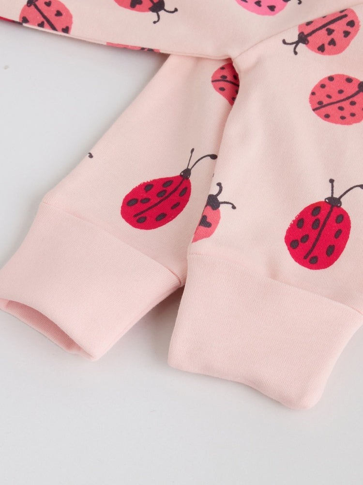 Red Ladybird Two Way Zip Baby Sleepsuit 3 Pack (0mths-3yrs)