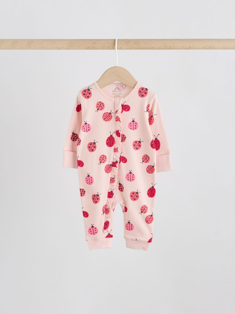Red Ladybird Two Way Zip Baby Sleepsuit 3 Pack (0mths-3yrs)