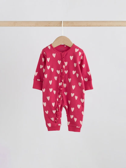 Red Ladybird Two Way Zip Baby Sleepsuit 3 Pack (0mths-3yrs)