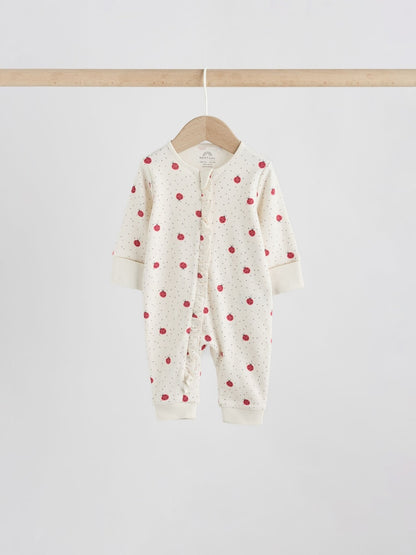Red Ladybird Two Way Zip Baby Sleepsuit 3 Pack (0mths-3yrs)
