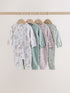 Lilac/Sage Fairy Mouse Two Way Zip Baby Sleepsuits 4 Pack (0mths-3yrs) - Up to 1 Month (50-56cm)