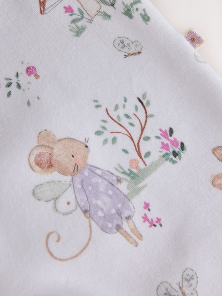 Lilac/Sage Fairy Mouse Two Way Zip Baby Sleepsuits 4 Pack (0mths-3yrs)