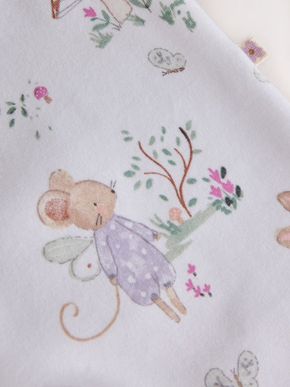 Lilac/Sage Fairy Mouse Two Way Zip Baby Sleepsuits 4 Pack (0mths-3yrs)