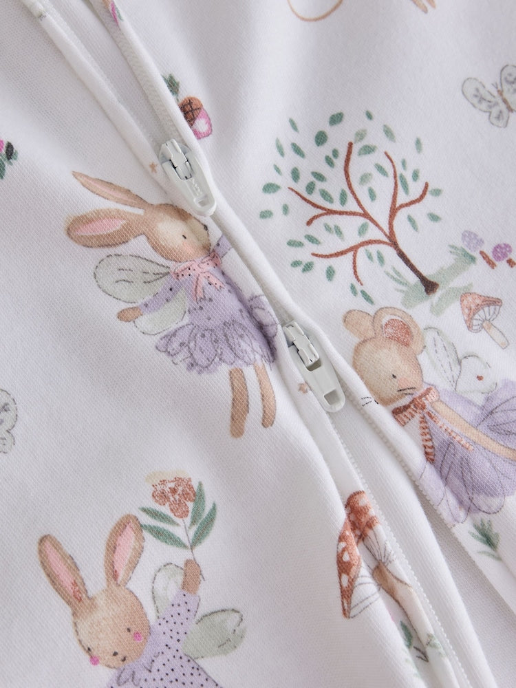 Lilac/Sage Fairy Mouse Two Way Zip Baby Sleepsuits 4 Pack (0mths-3yrs)