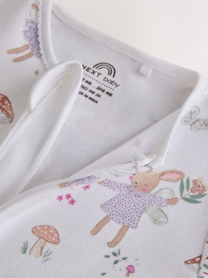 Lilac/Sage Fairy Mouse Two Way Zip Baby Sleepsuits 4 Pack (0mths-3yrs)