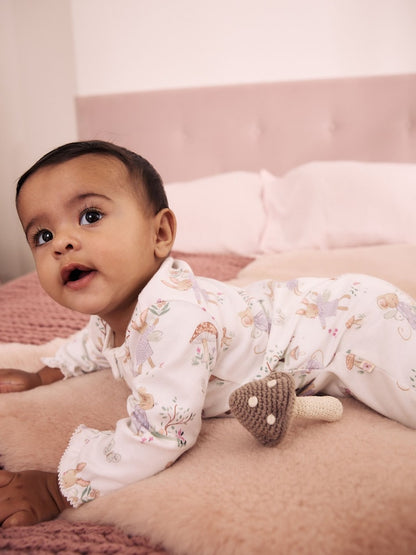 Lilac/Sage Fairy Mouse Two Way Zip Baby Sleepsuits 4 Pack (0mths-3yrs)