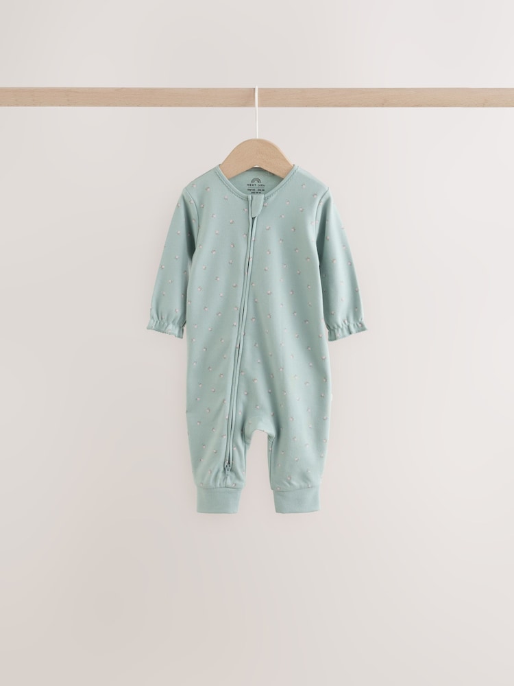 Lilac/Sage Fairy Mouse Two Way Zip Baby Sleepsuits 4 Pack (0mths-3yrs)
