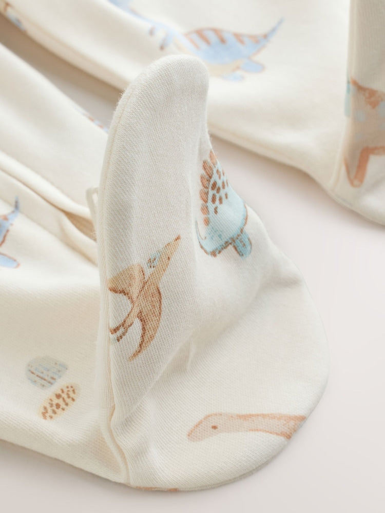 Neutral Dinosaur Baby Sleepsuits 3 Pack (0-2yrs)