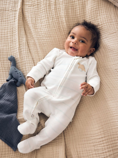 Neutral Dinosaur Baby Sleepsuits 3 Pack (0-2yrs)