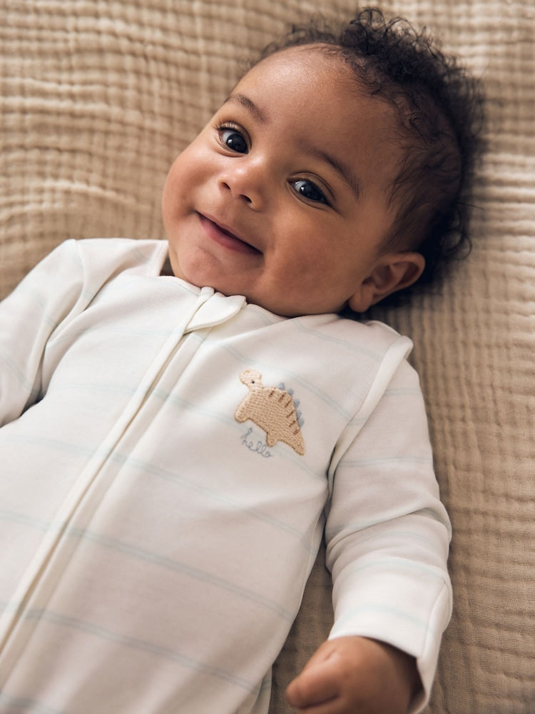 Neutral Dinosaur Baby Sleepsuits 3 Pack (0-2yrs)