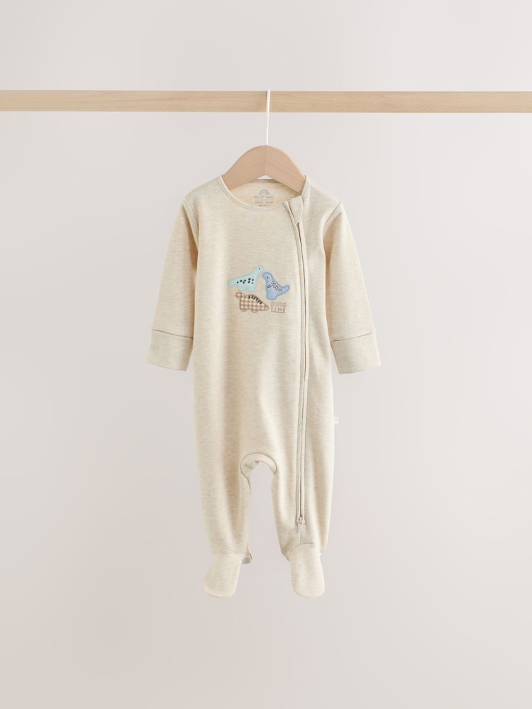 Neutral Dinosaur Baby Sleepsuits 3 Pack (0-2yrs)