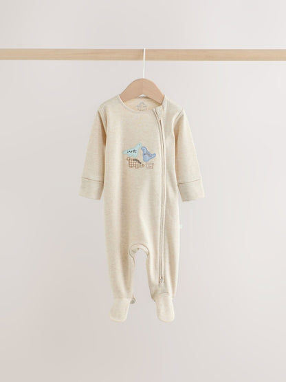 Neutral Dinosaur Baby Sleepsuits 3 Pack (0-2yrs)