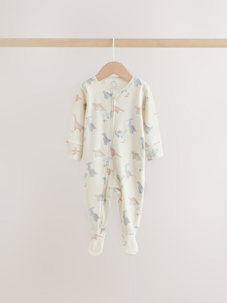 Neutral Dinosaur Baby Sleepsuits 3 Pack (0-2yrs)