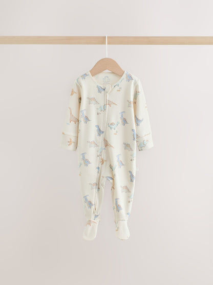 Neutral Dinosaur Baby Sleepsuits 3 Pack (0-2yrs)