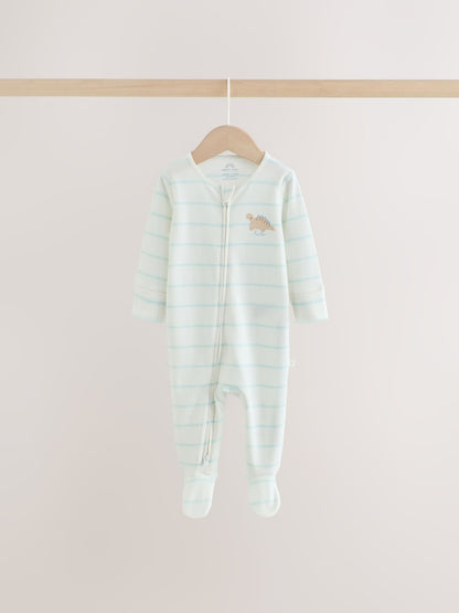 Neutral Dinosaur Baby Sleepsuits 3 Pack (0-2yrs)