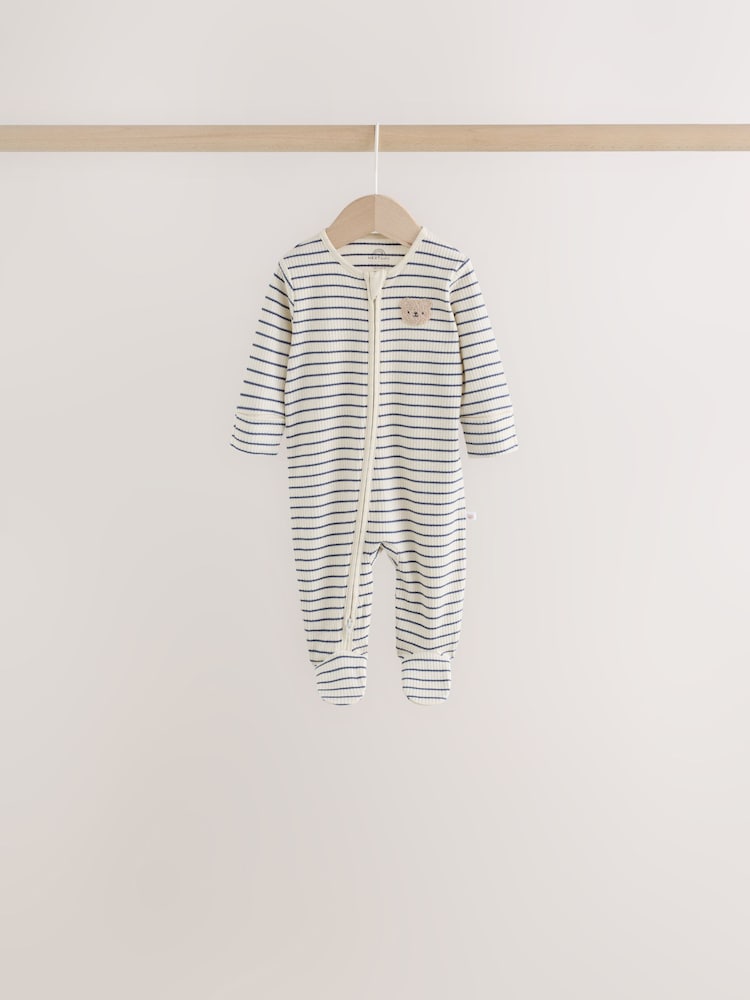 Neutral/Brown Bear Two Way Zip Baby Sleepsuits 7 Pack (0mths-2yrs)